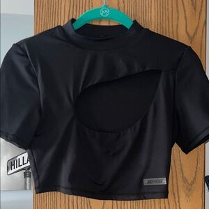 Bo + Tee Black Cut-Out Crop Top